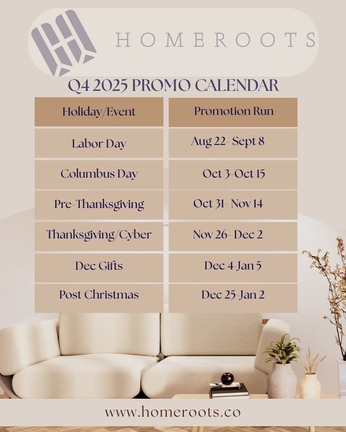 HomeRoots Q4 2025 Promo Calendar